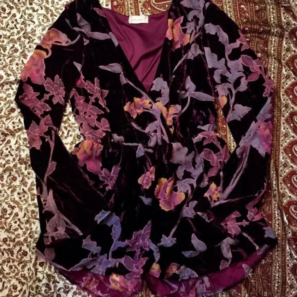 Velvet Floral Plunge romper